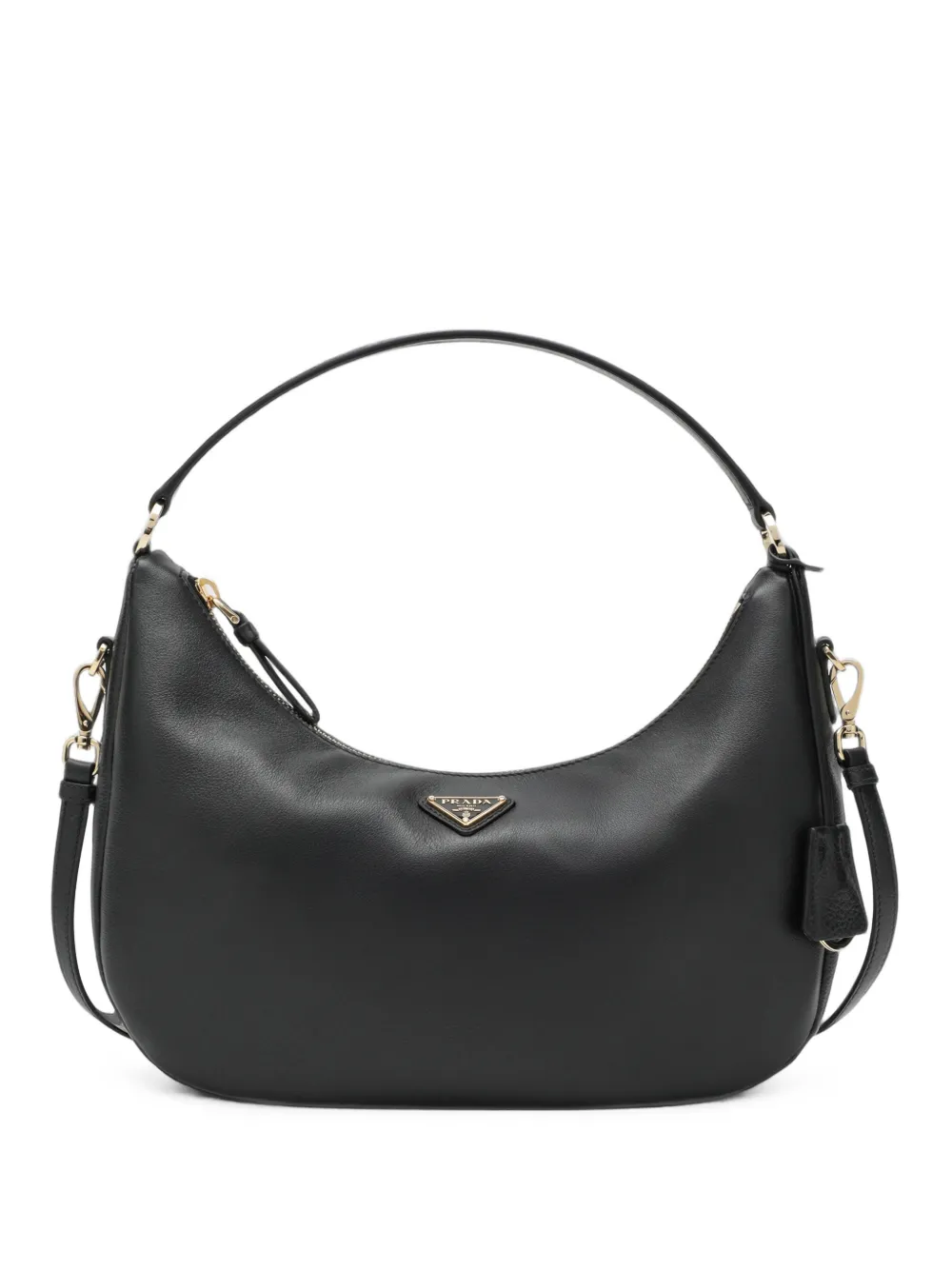 Prada logo-plaque shoulder bag - Nero