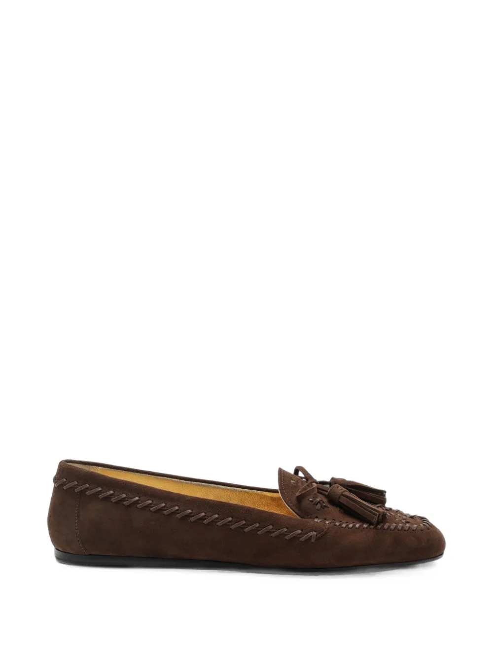 Prada tassel-detail whipstitch-trim loafers - Marrone