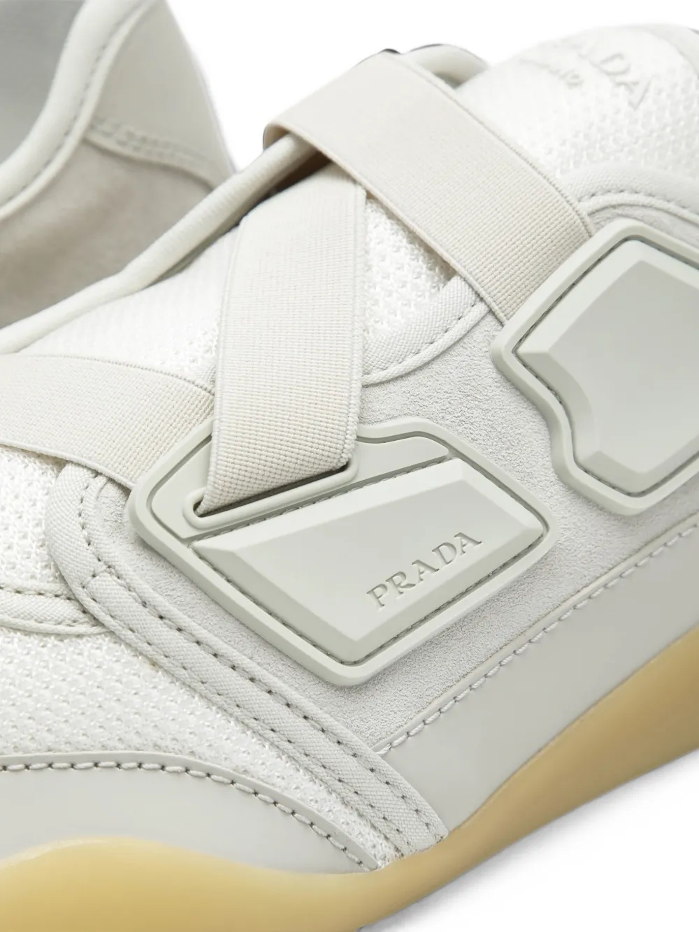Prada Speedrock leren sneakers met mesh Beige