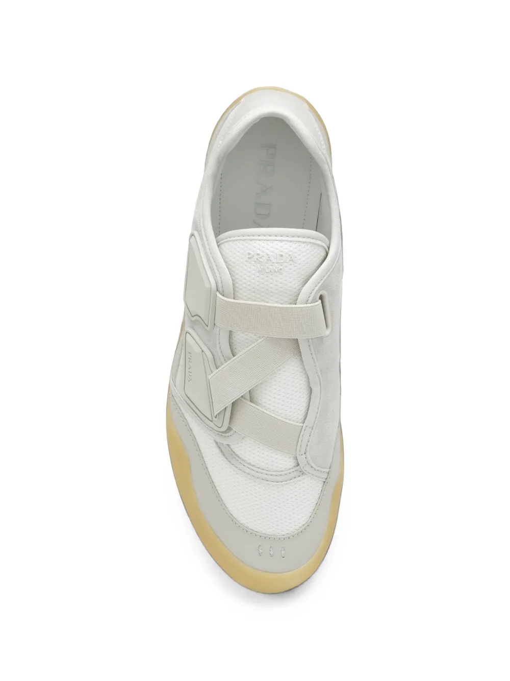 Prada Speedrock leren sneakers met mesh Beige