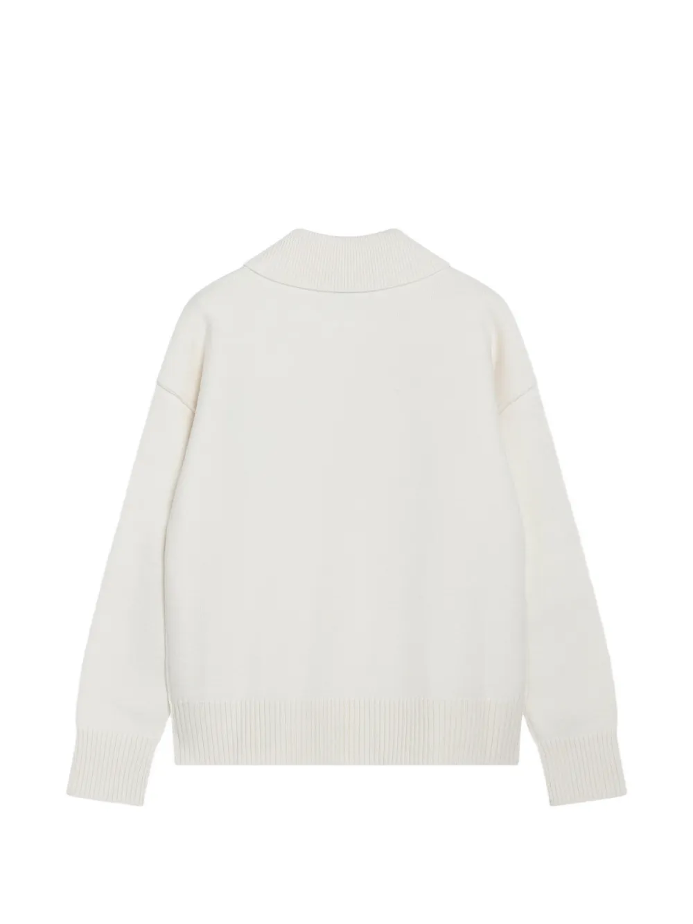 AMI Paris white wool polo with Ami de Coeur Beige
