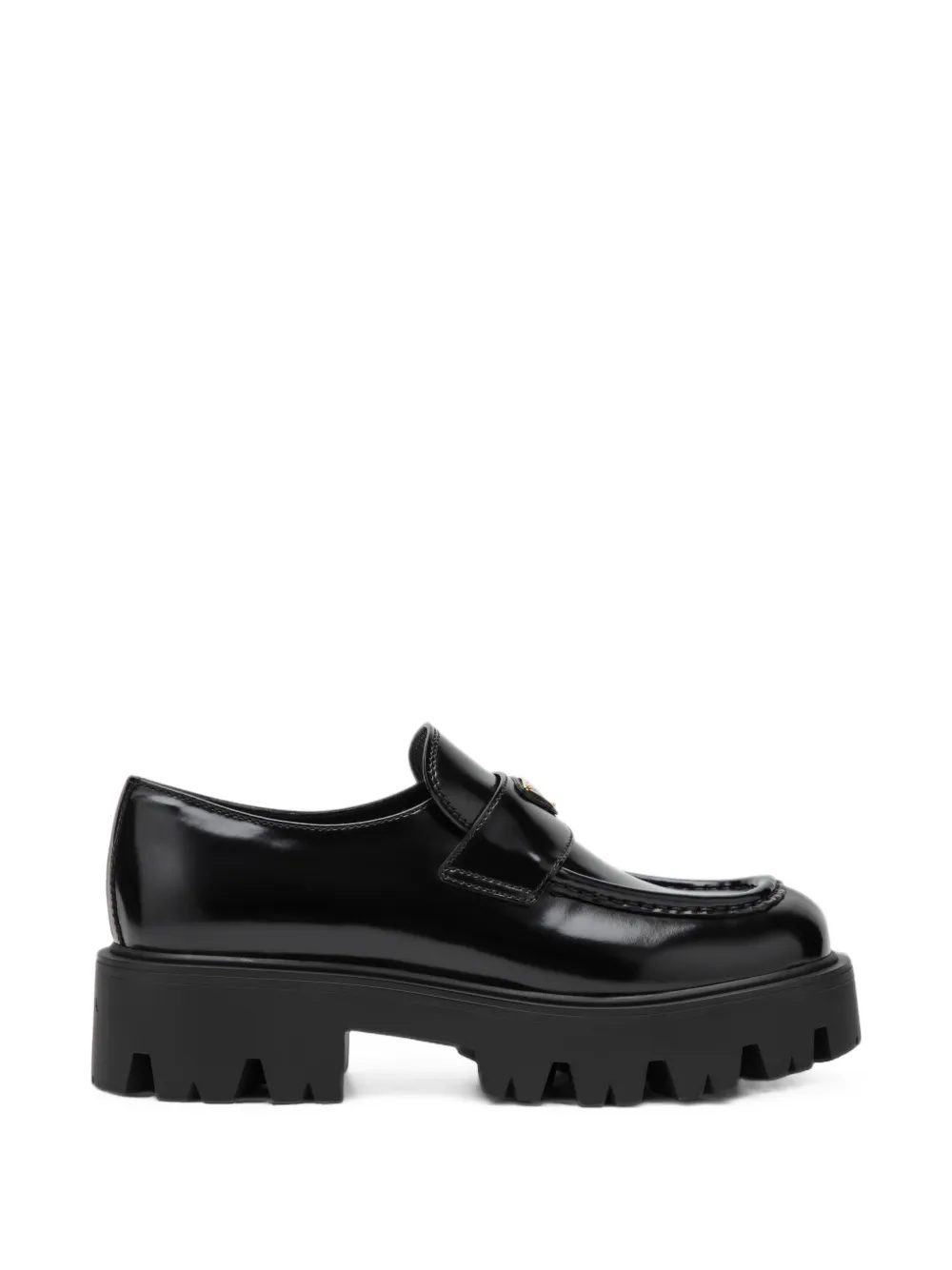 Prada Enamel Triangle Logo lug-sole loafers - Nero