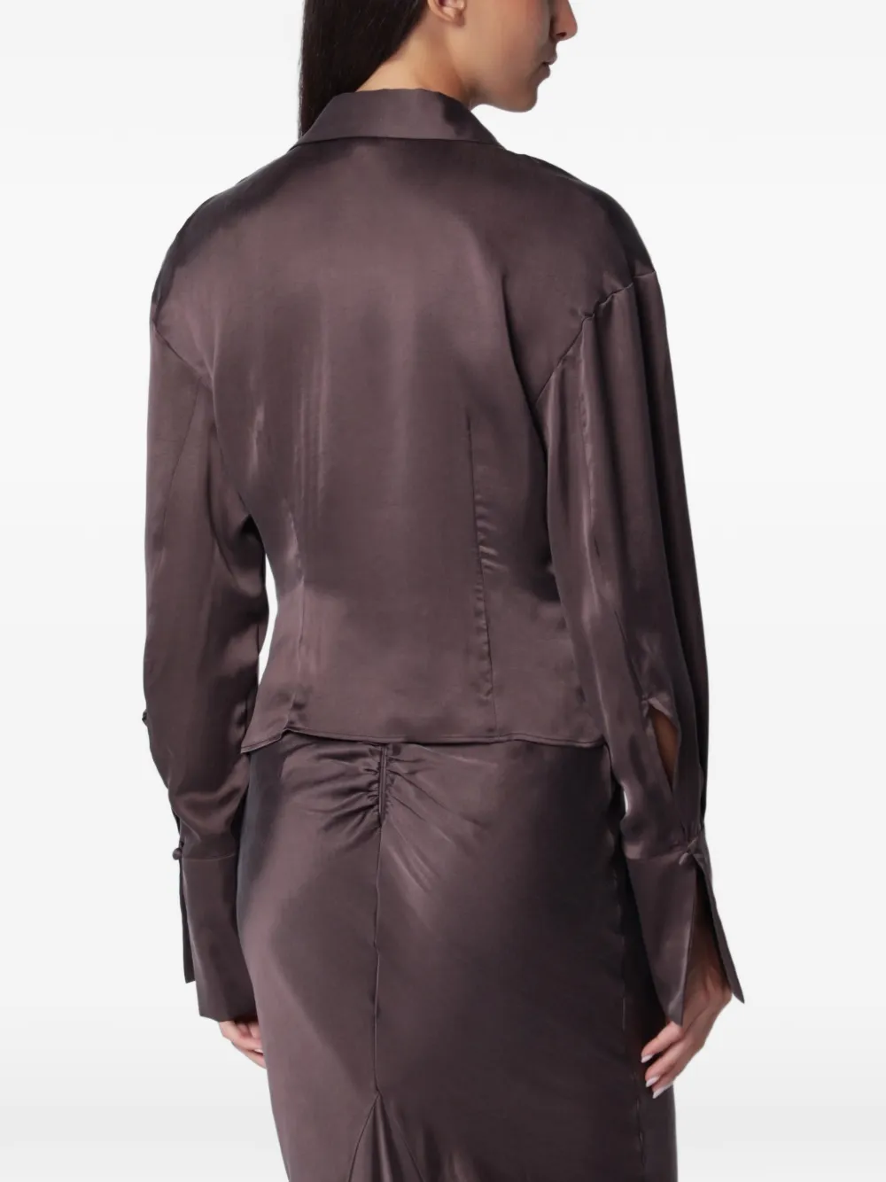 THE ANDAMANE Lilia deep V-neck blouse Bruin