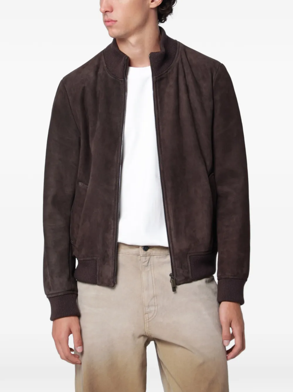 Salvatore Santoro suede bomber jacket