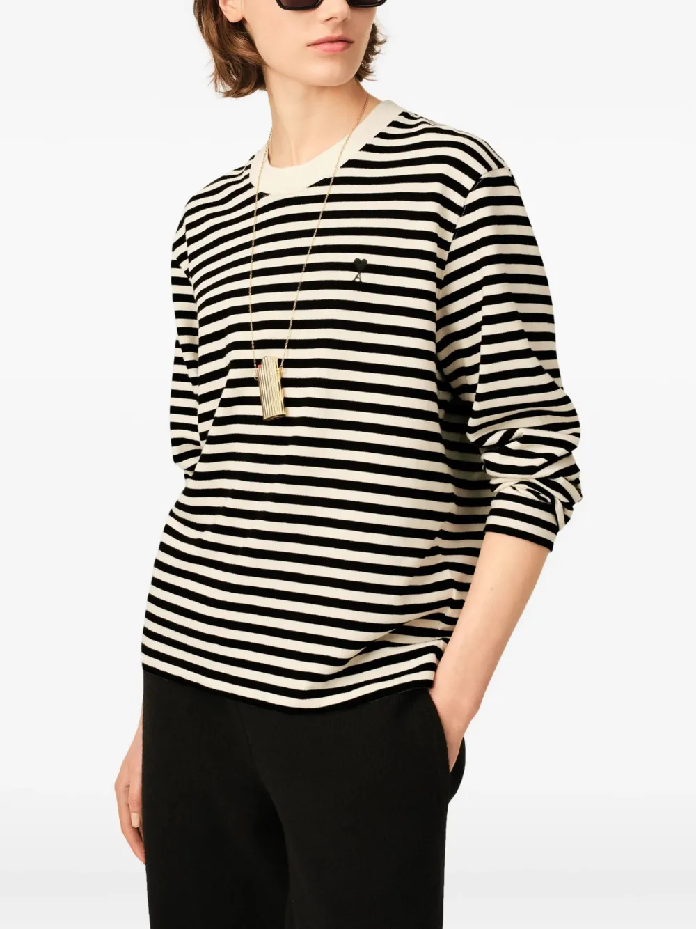 AMI Paris Mariniere katoenen T-shirt met Ami de Coeur Zwart