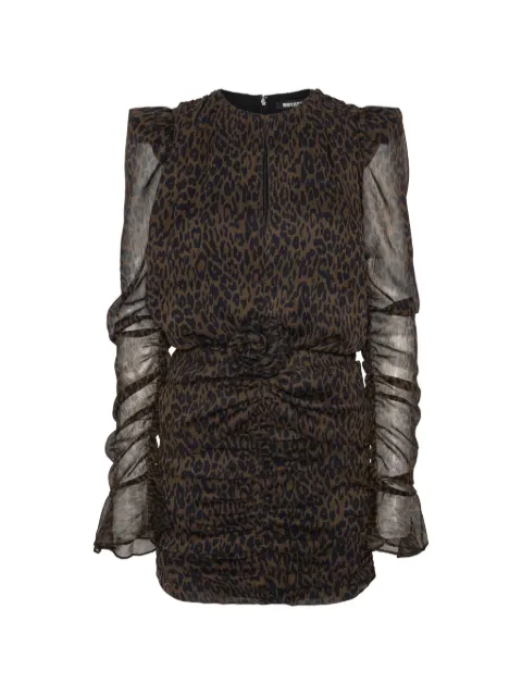 ROTATE BIRGER CHRISTENSEN ruched mini dress leopard dark brown