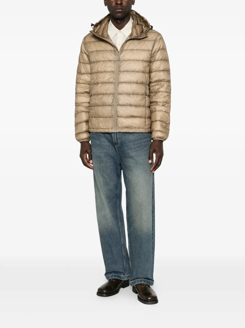 ASPESI Nelson quilted hooded jacket Beige