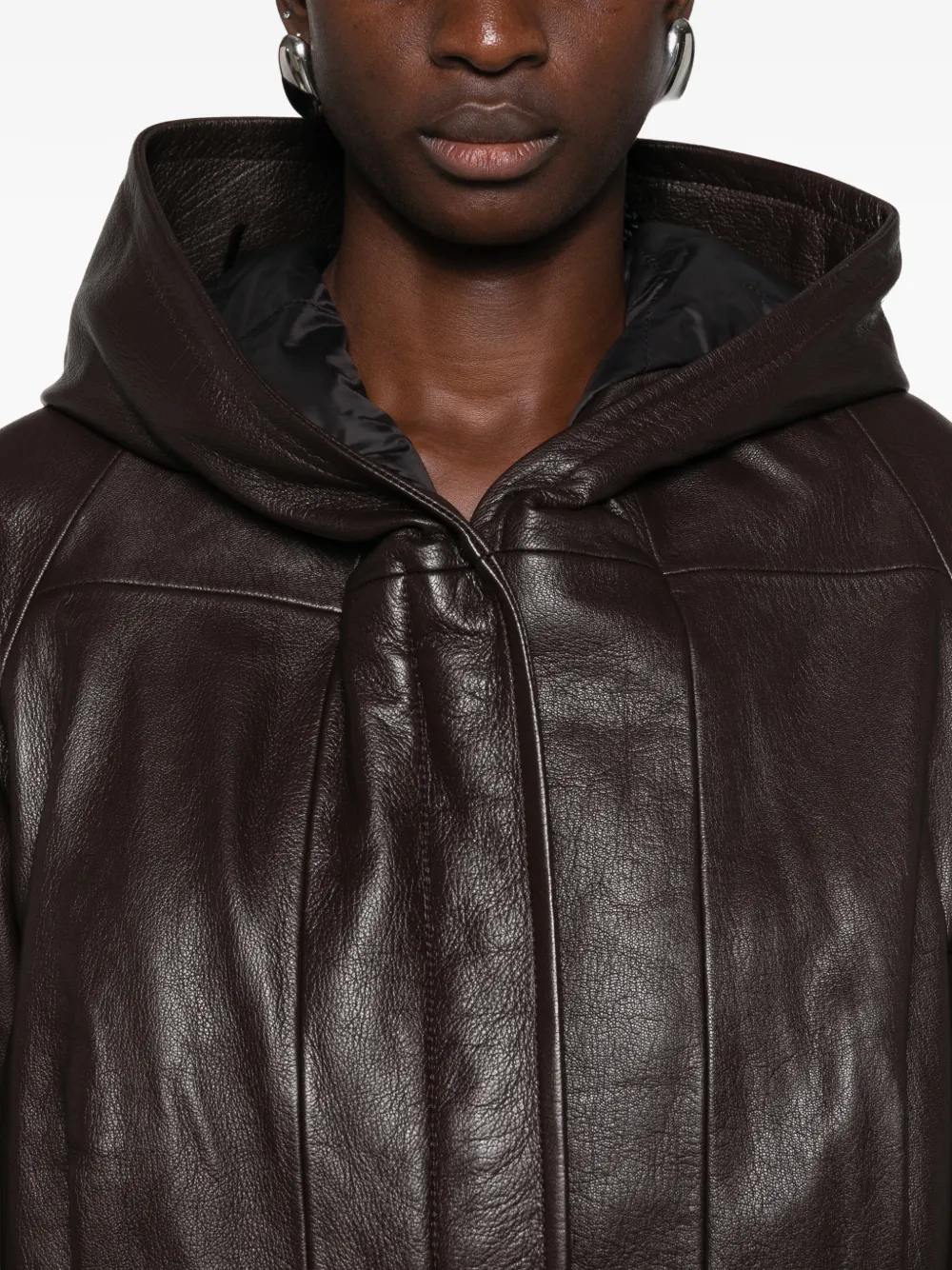 Sportmax Leren jack met capuchon Bruin
