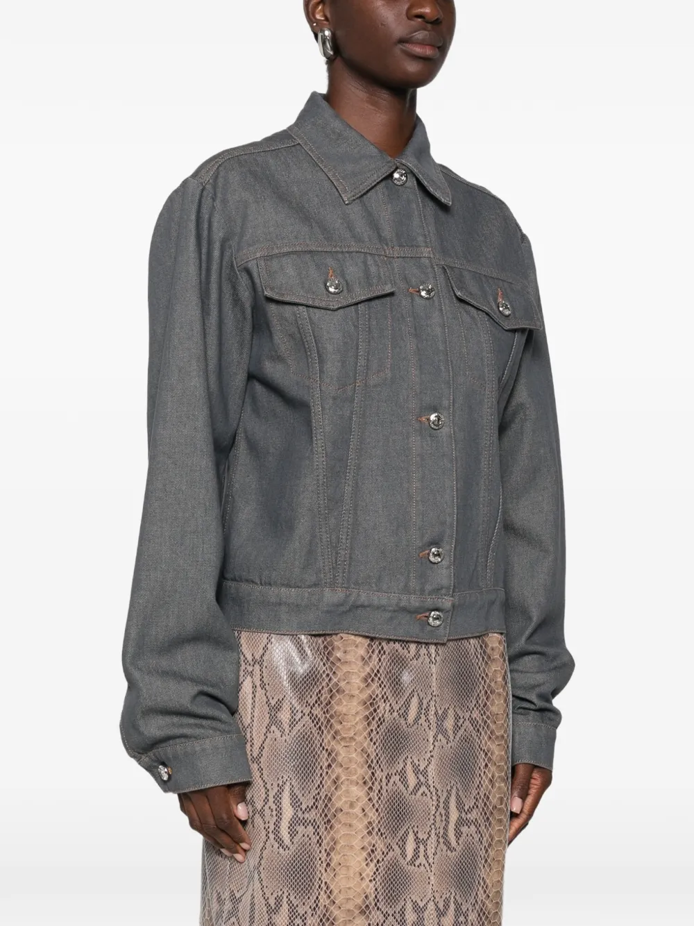 Sportmax Button-up denim jack Grijs