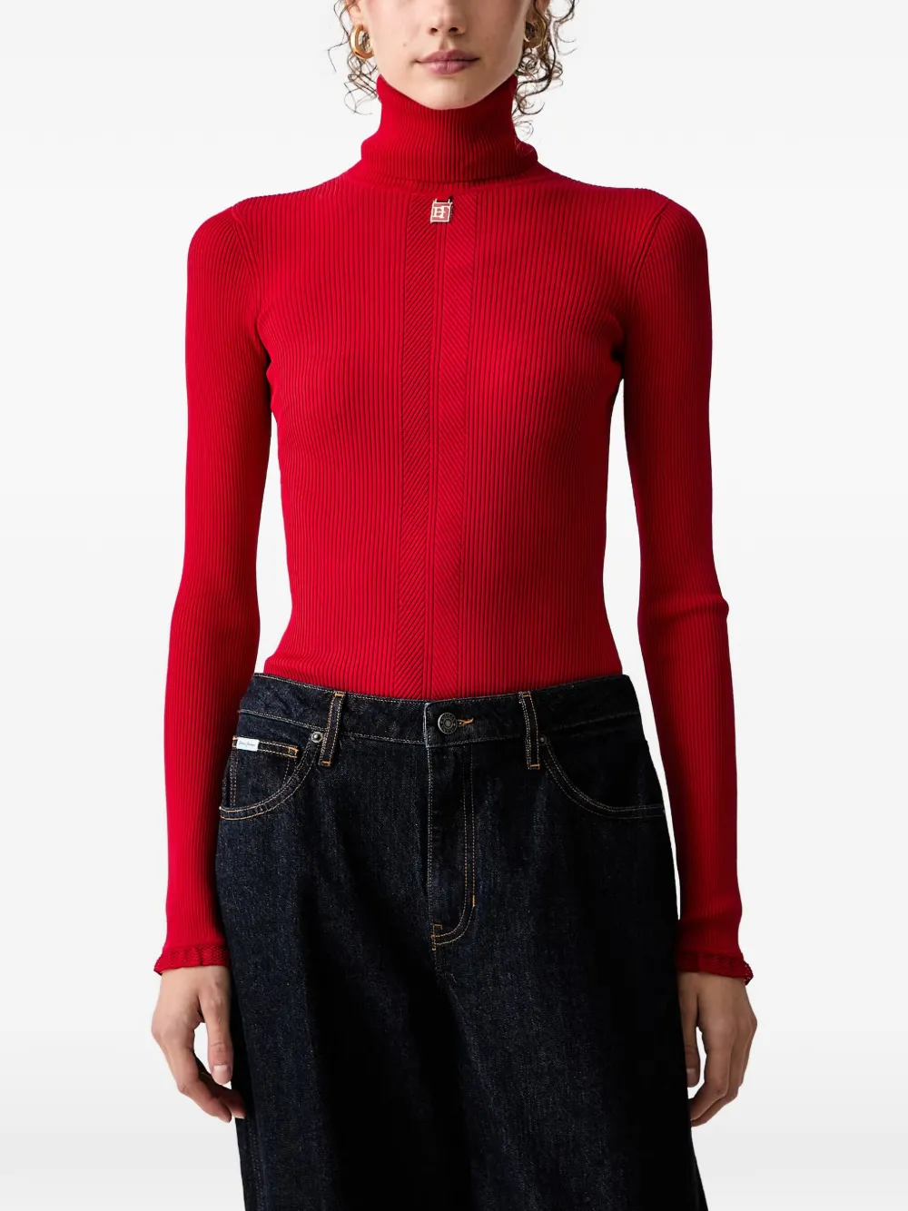Elisabetta Franchi ribbed-knit roll-neck sweater - Rosso