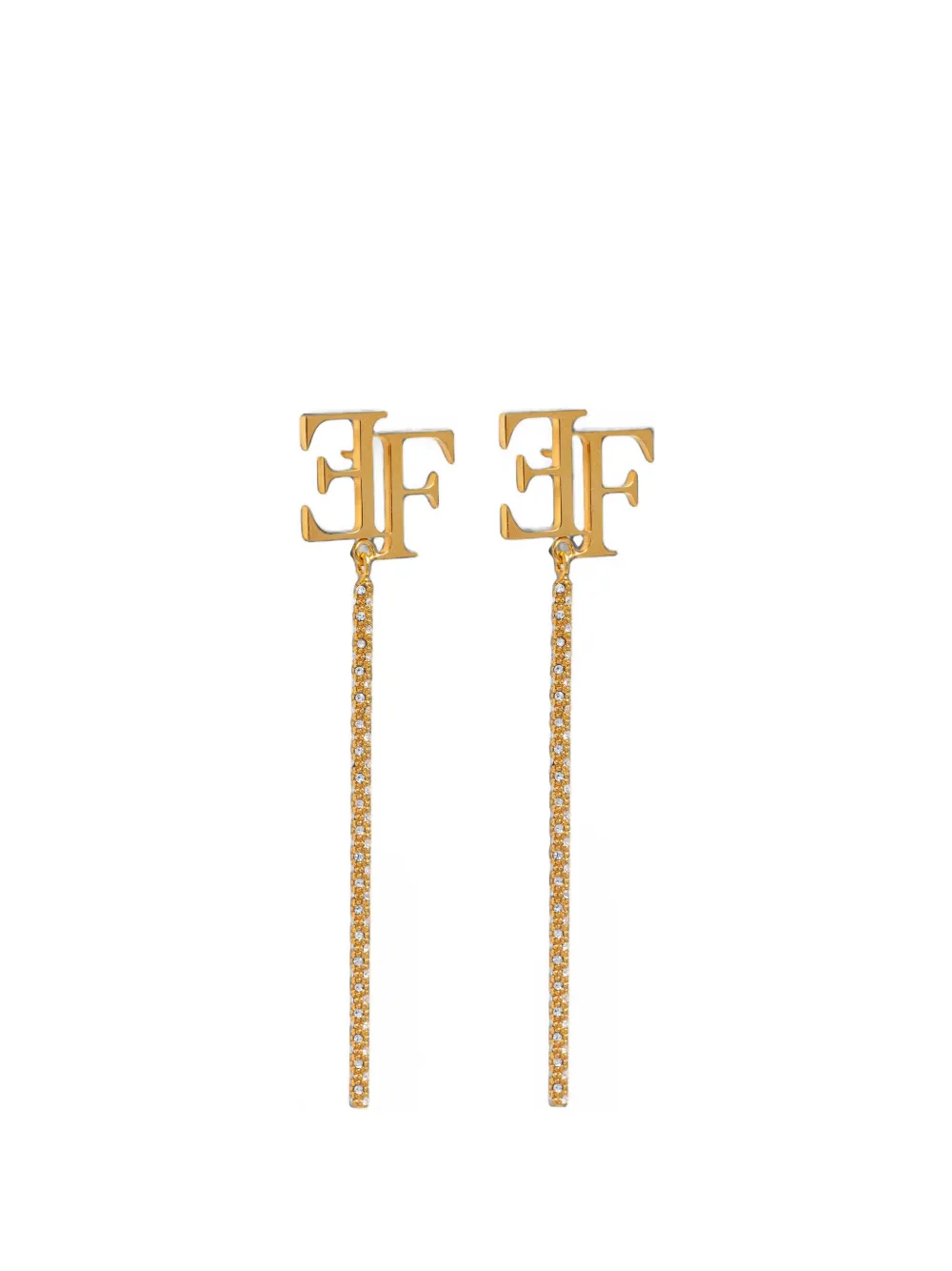 Elisabetta Franchi crystal-embellished logo-plaque earrings