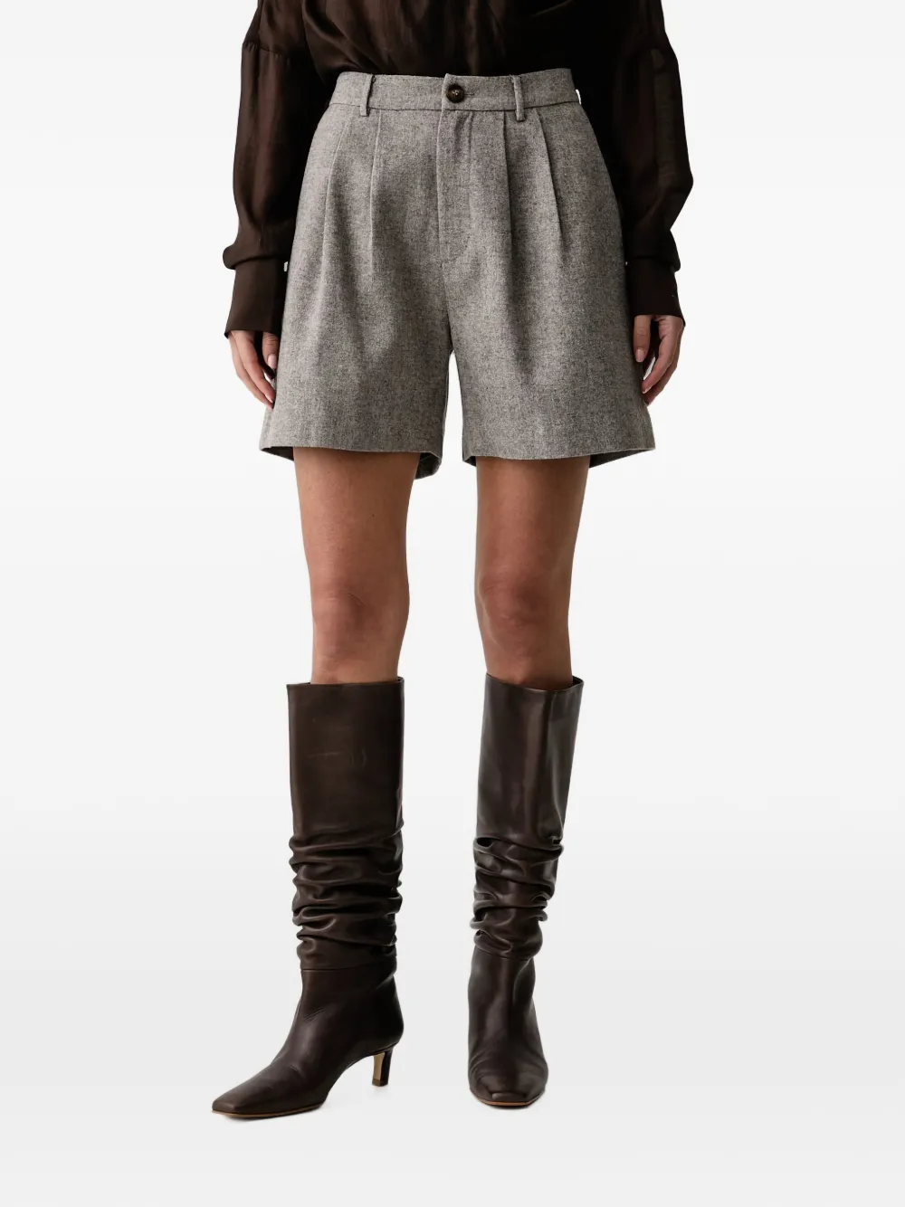 Eleh Pleated-detail Tailored Shorts In Gray