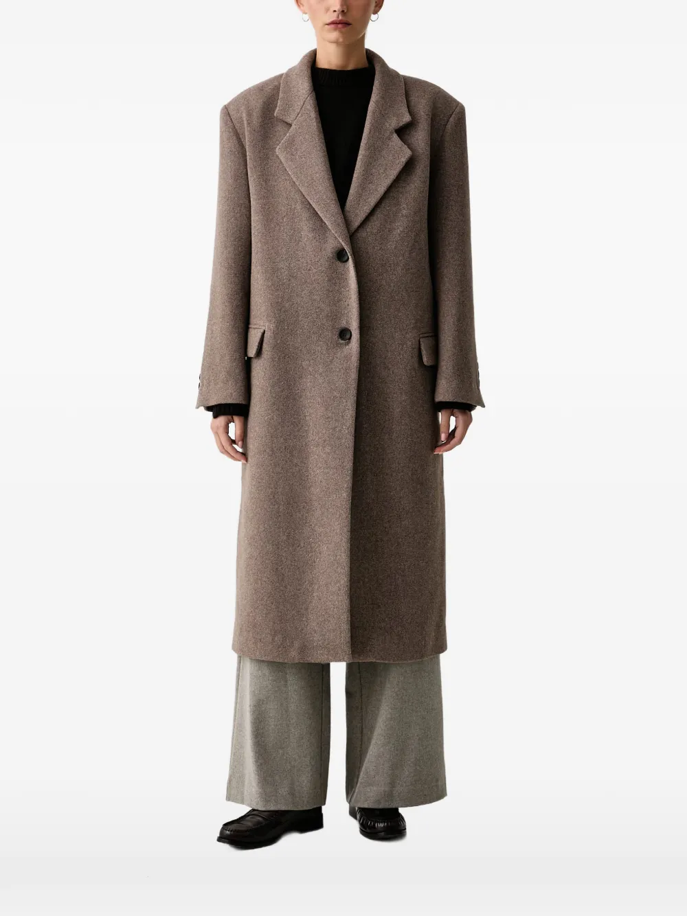 Eleh single-breasted buttoned coat - Marrone