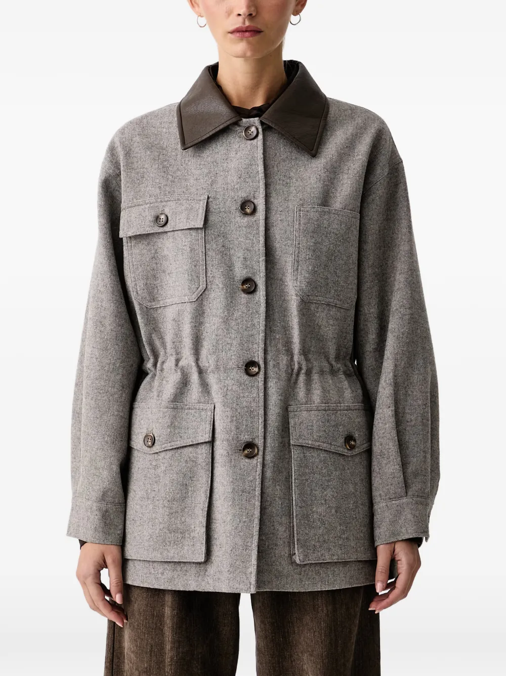 Eleh Button-fastening Single-breasted Coat In Grey