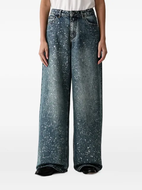 Eleh splatter-print wide-leg jeans