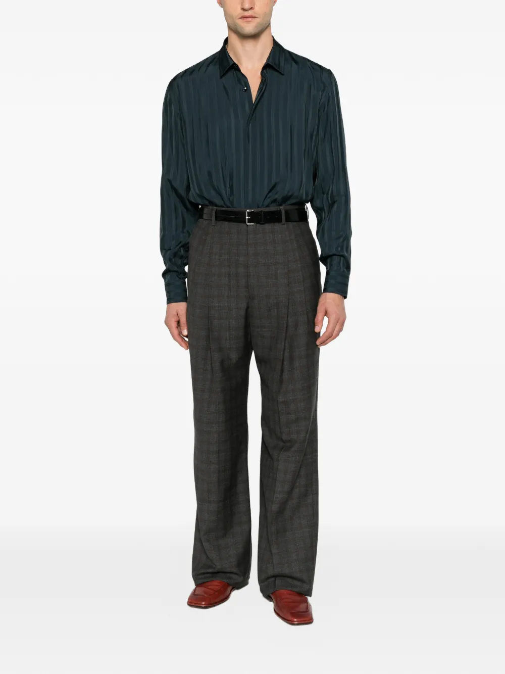 Saint Laurent striped long-sleeve shirt Groen