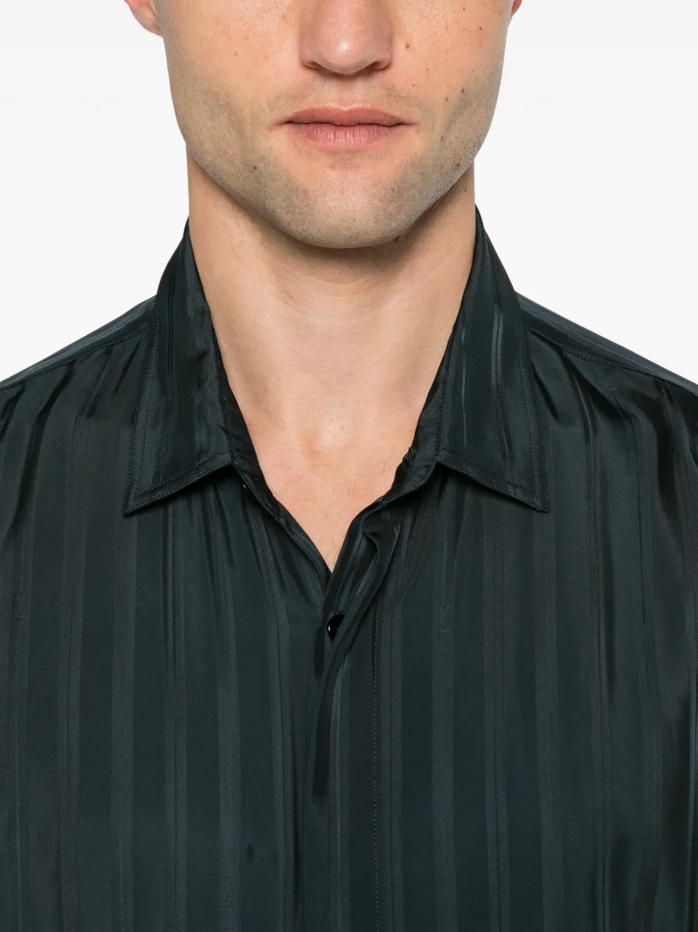 Saint Laurent striped long-sleeve shirt Groen
