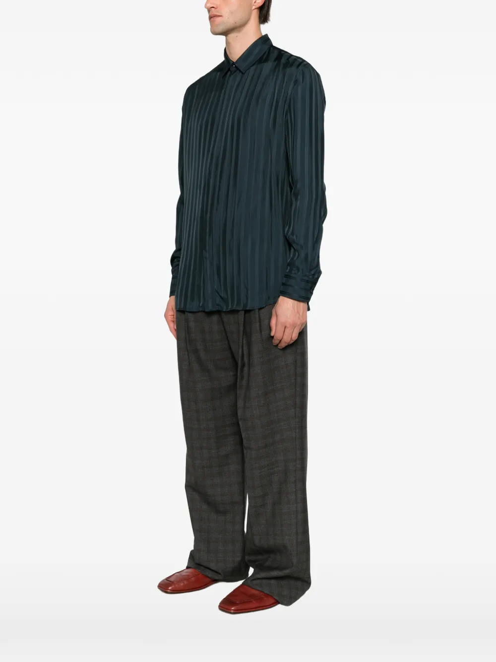 Saint Laurent striped long-sleeve shirt Groen