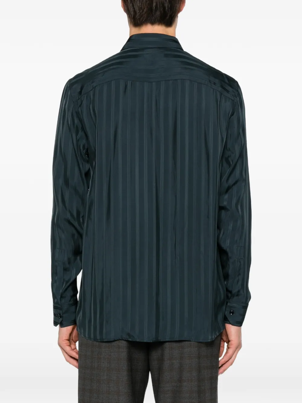 Saint Laurent striped long-sleeve shirt Groen