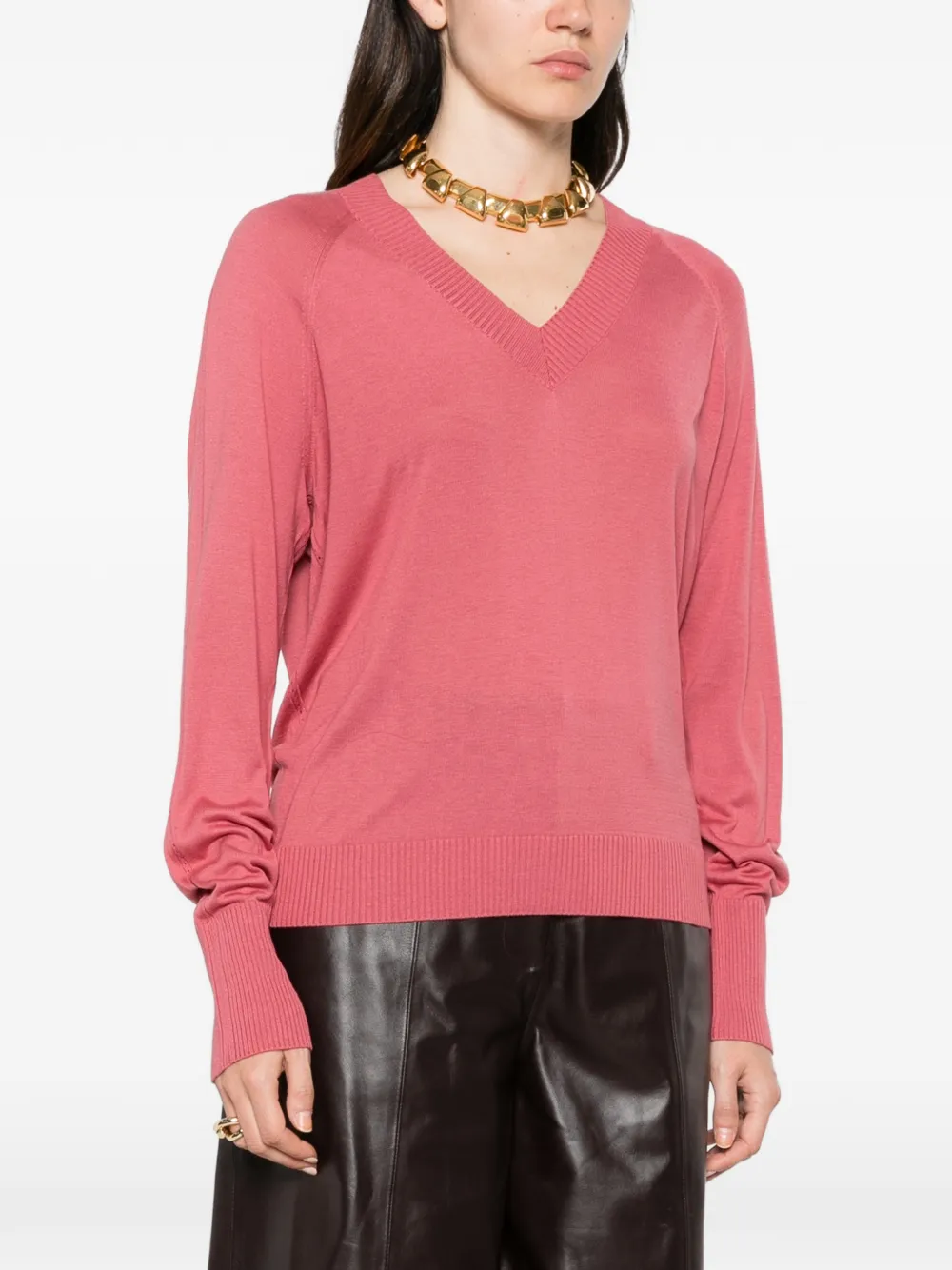 JOSEPH Gallow T-shirt met V-hals en lange mouwen Roze