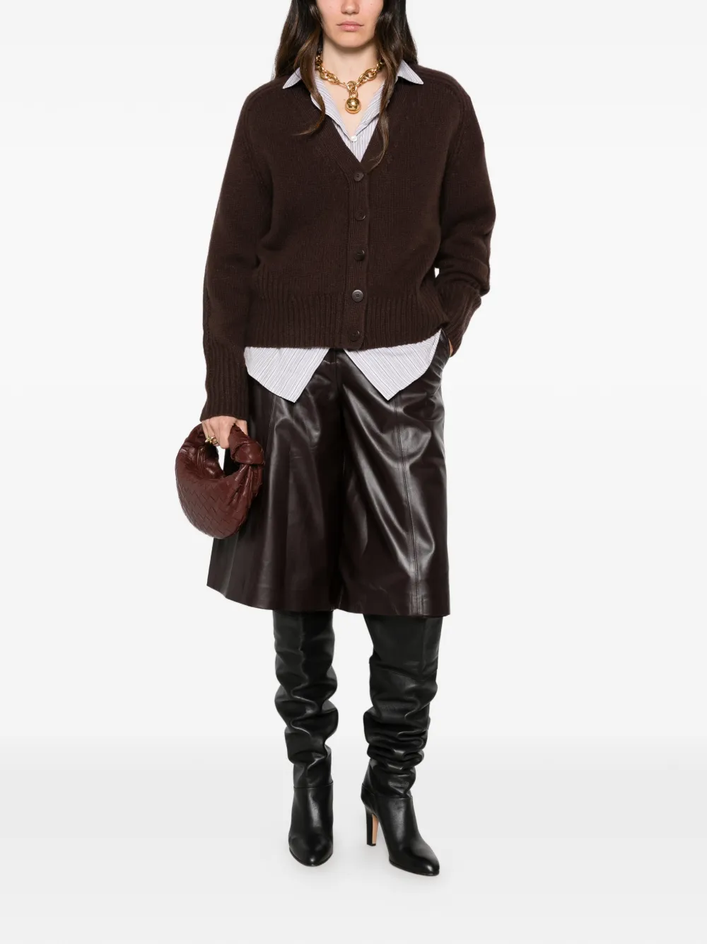 JOSEPH Lofty vest met V-hals Bruin