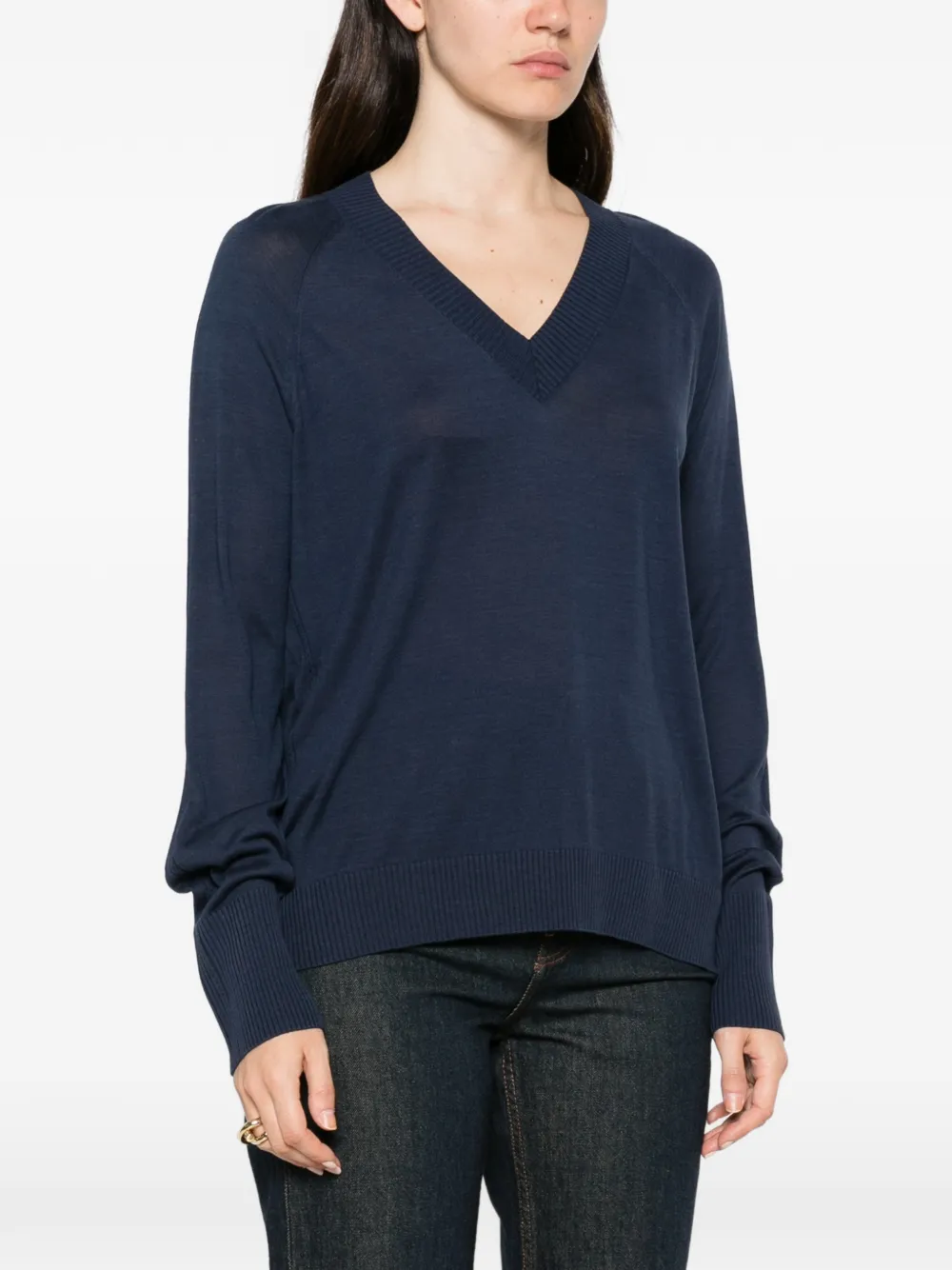 JOSEPH Gallow T-shirt met V-hals en lange mouwen Blauw