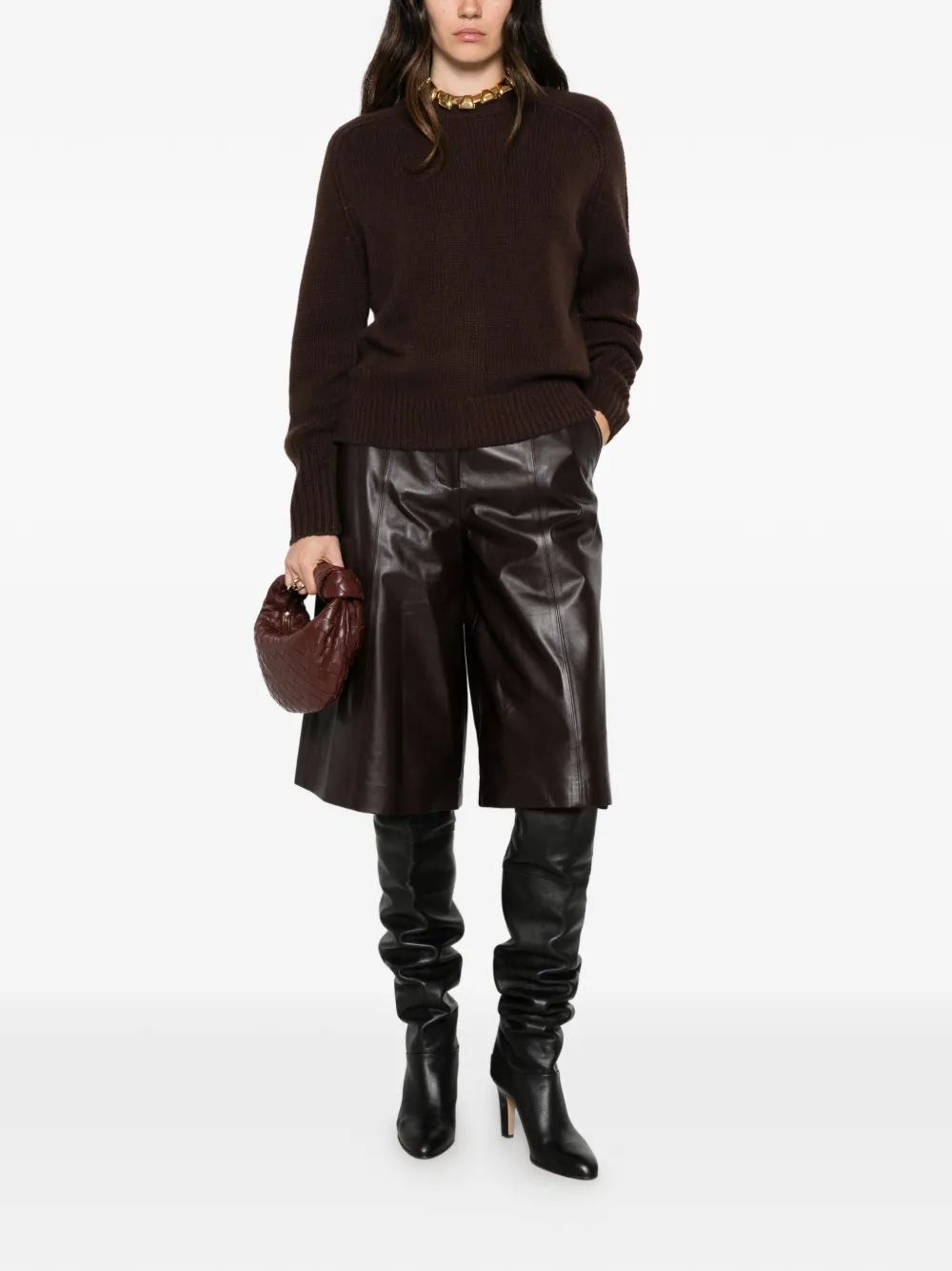JOSEPH Asia cropped broek van nappaleer Bruin