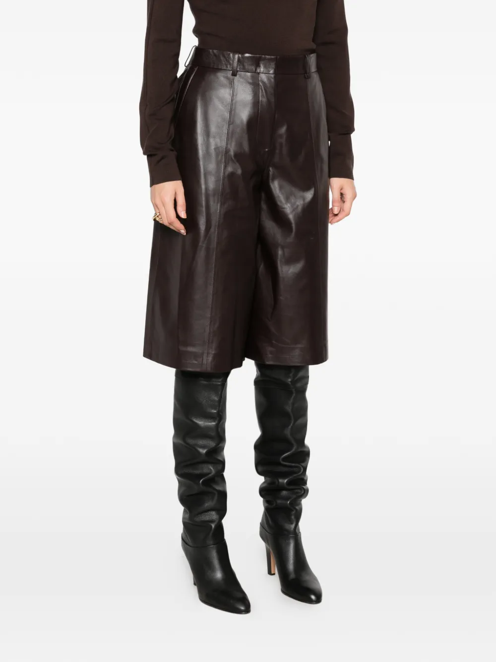 JOSEPH Asia cropped broek van nappaleer Bruin