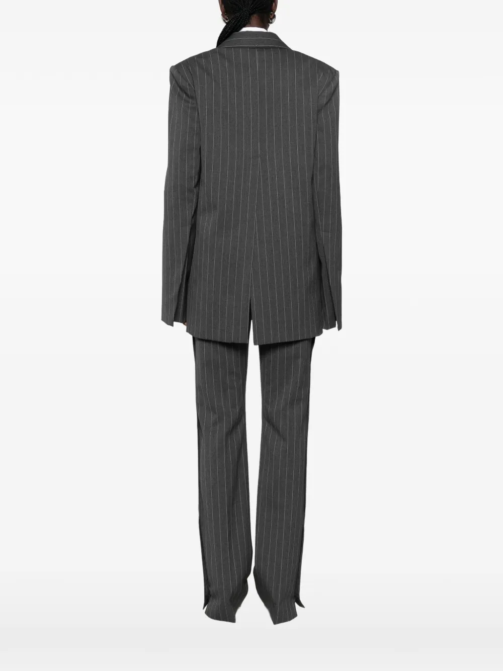 Sportmax Blazer met krijtstreep en dubbele rij knopen Grijs