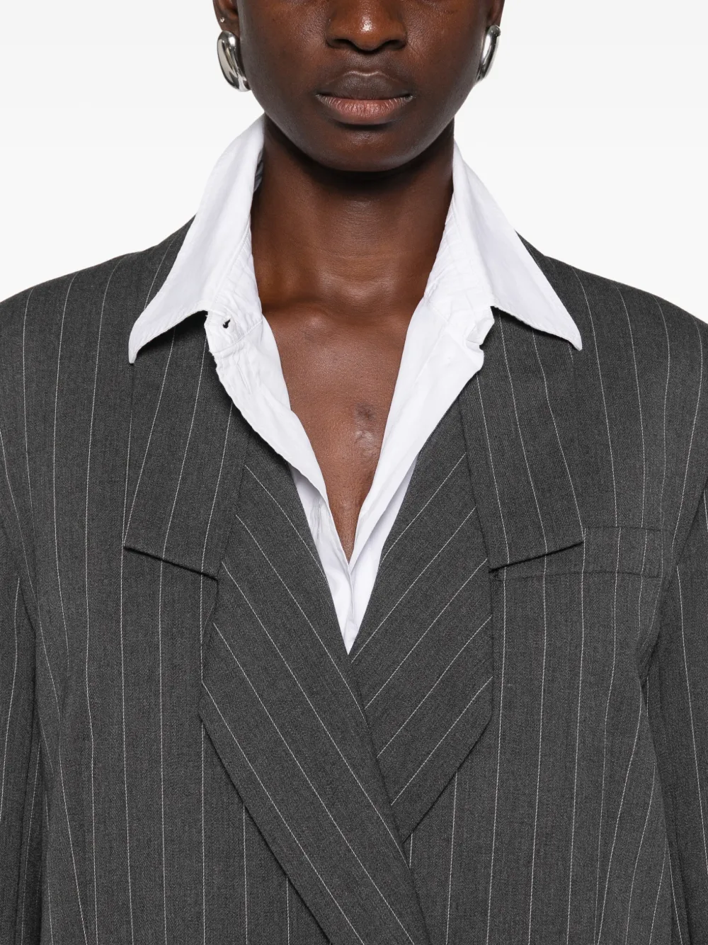 Sportmax Blazer met krijtstreep en dubbele rij knopen Grijs