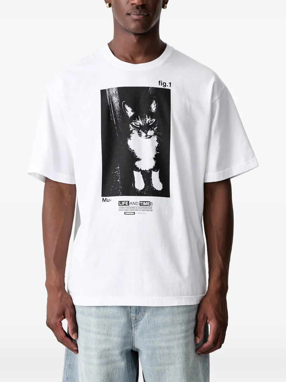 Neighborhood x Osamu Nagahama T-shirt met grafische print Wit