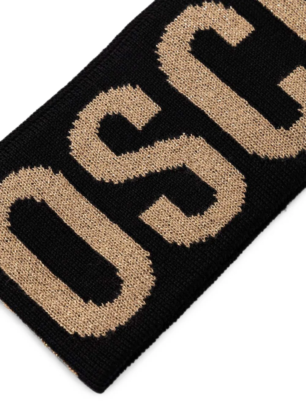 Moschino Gebreide haarband met logo intarsia Zwart