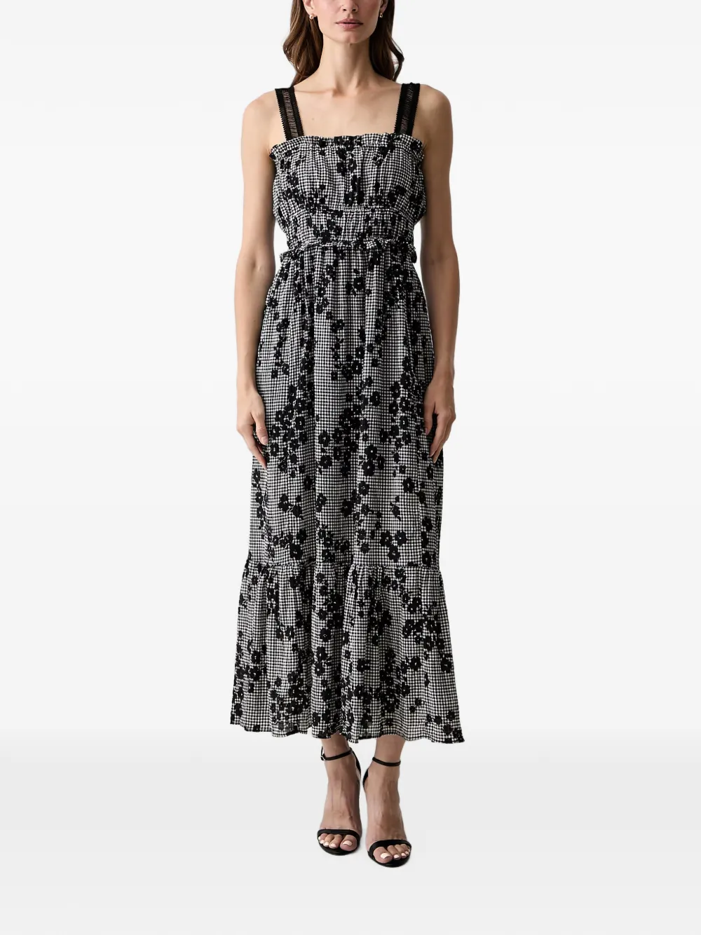 Morgan gingham floral-print maxi dress
