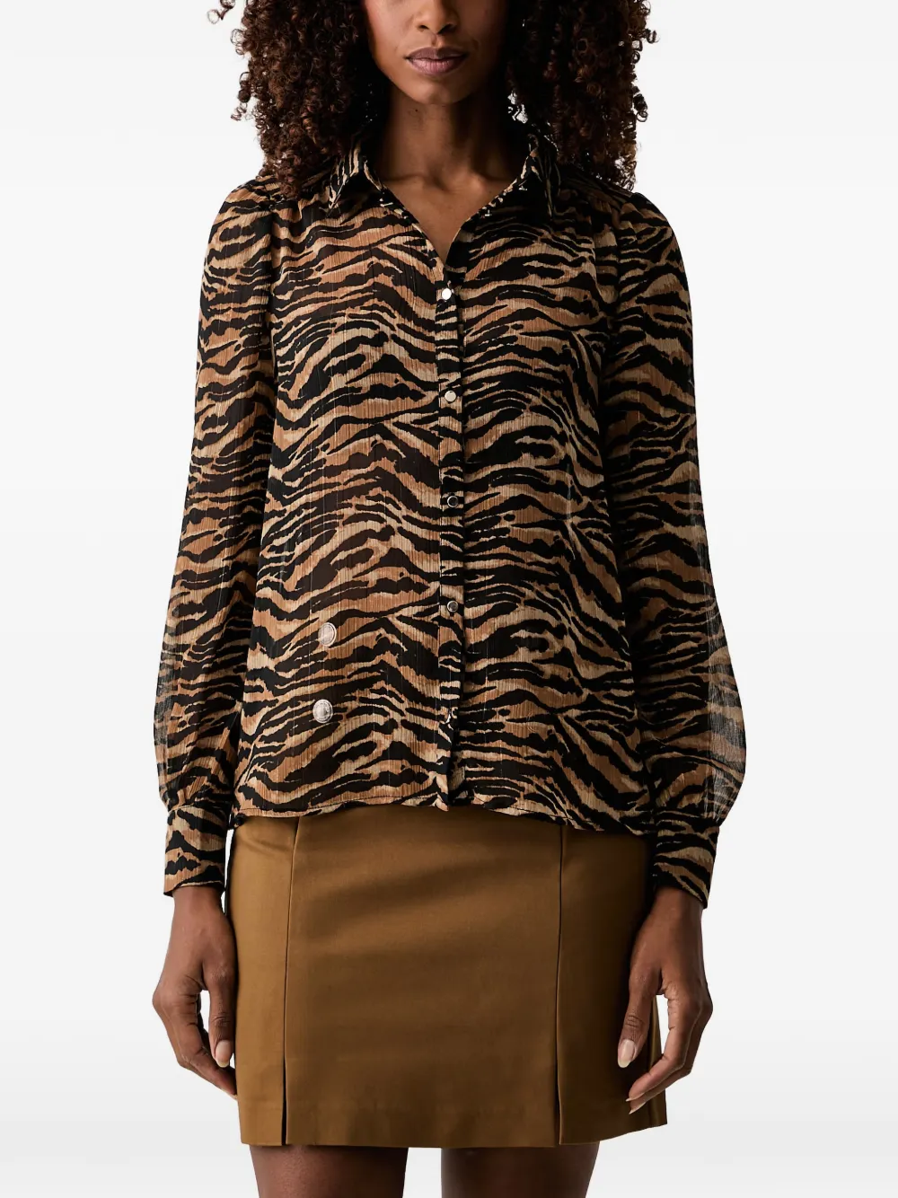 Morgan tiger-print button-down shirt
