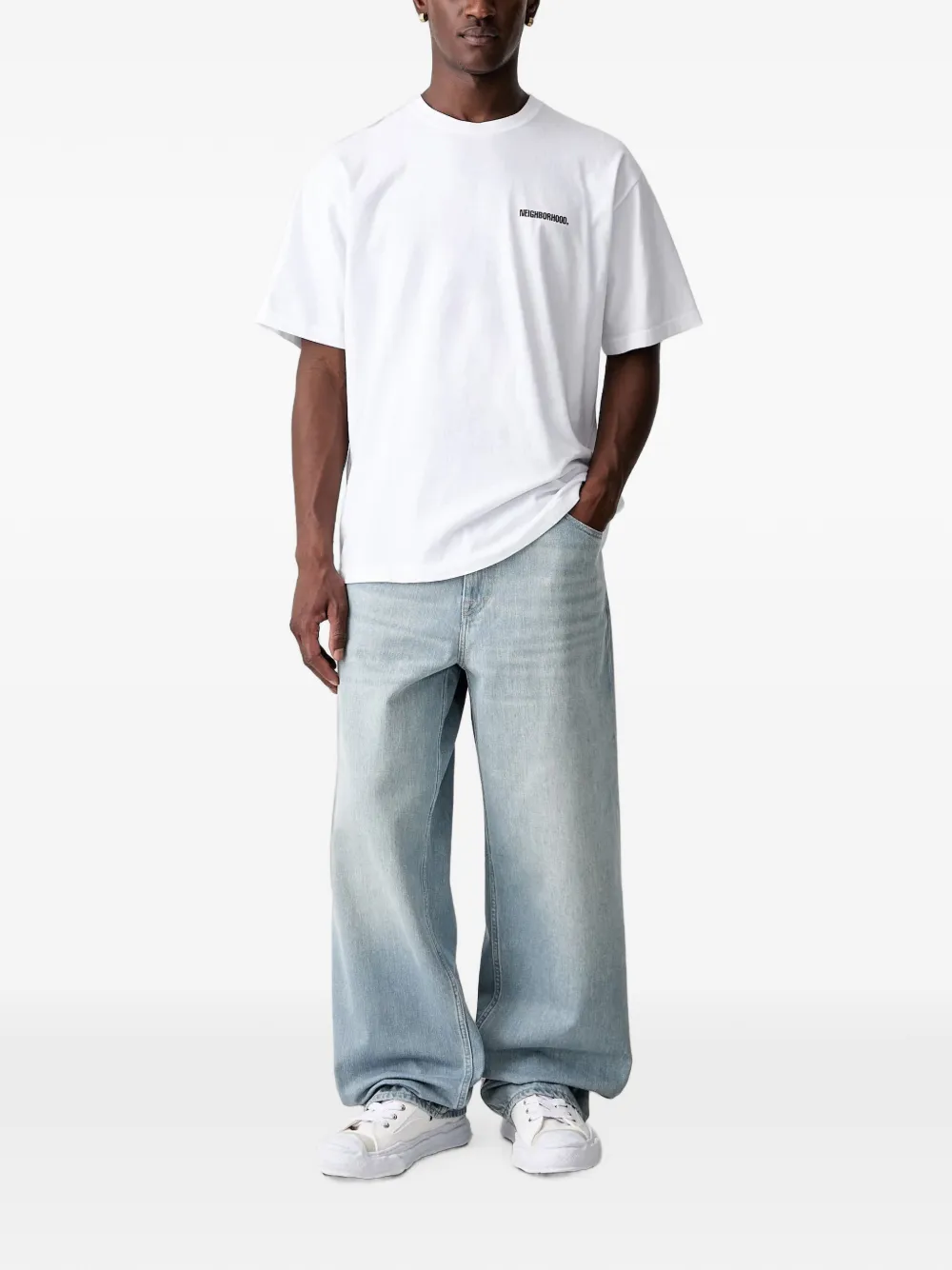 Neighborhood T-shirt met logoprint Wit
