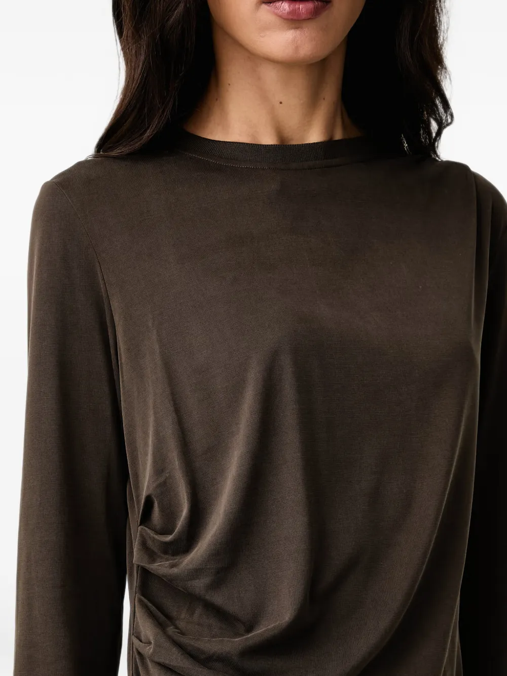 Mos Mosh Ami gedrapeerd T-shirt met lange mouwen Bruin