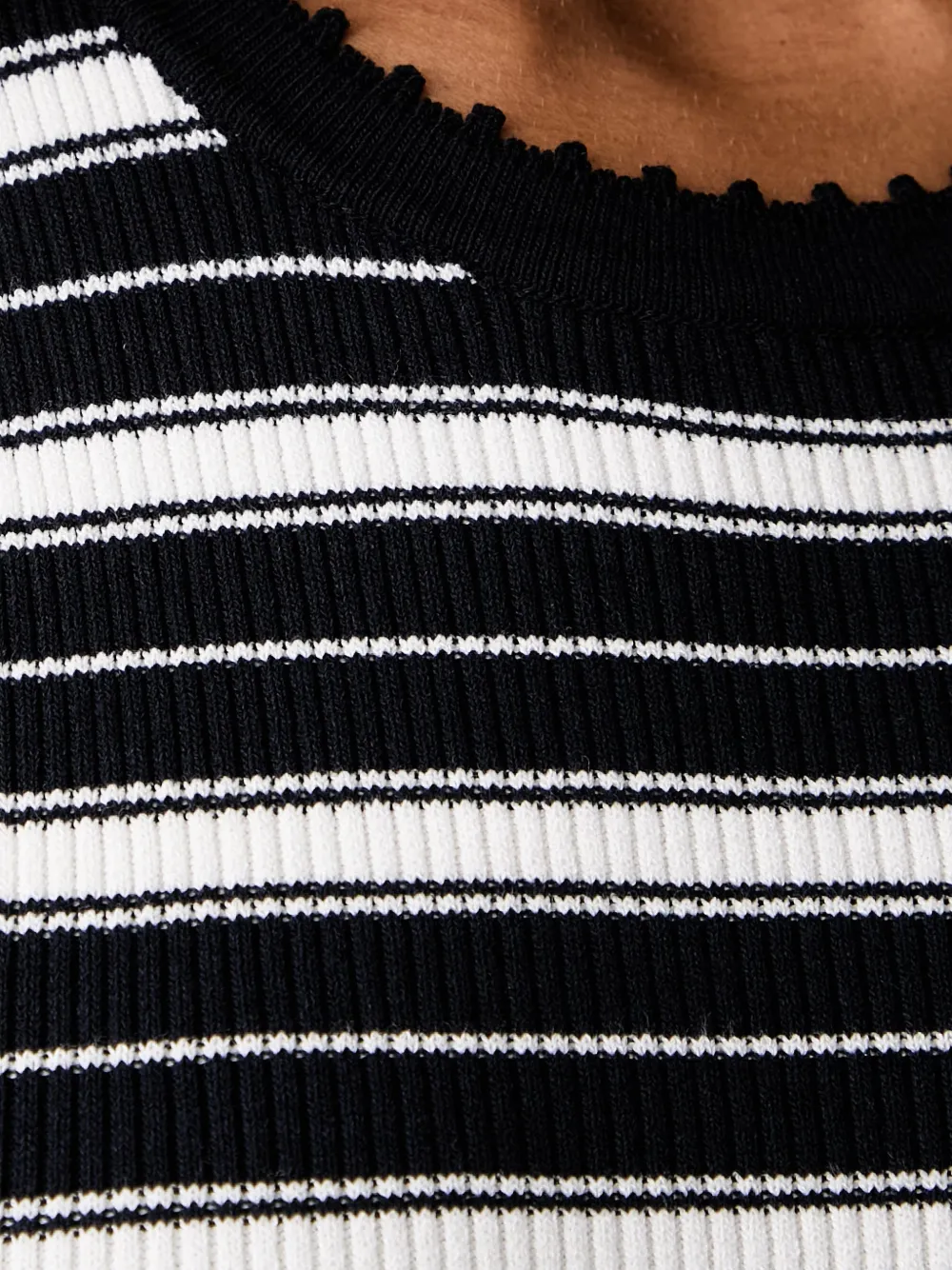 Morgan striped scalloped-trim mini dress Blauw