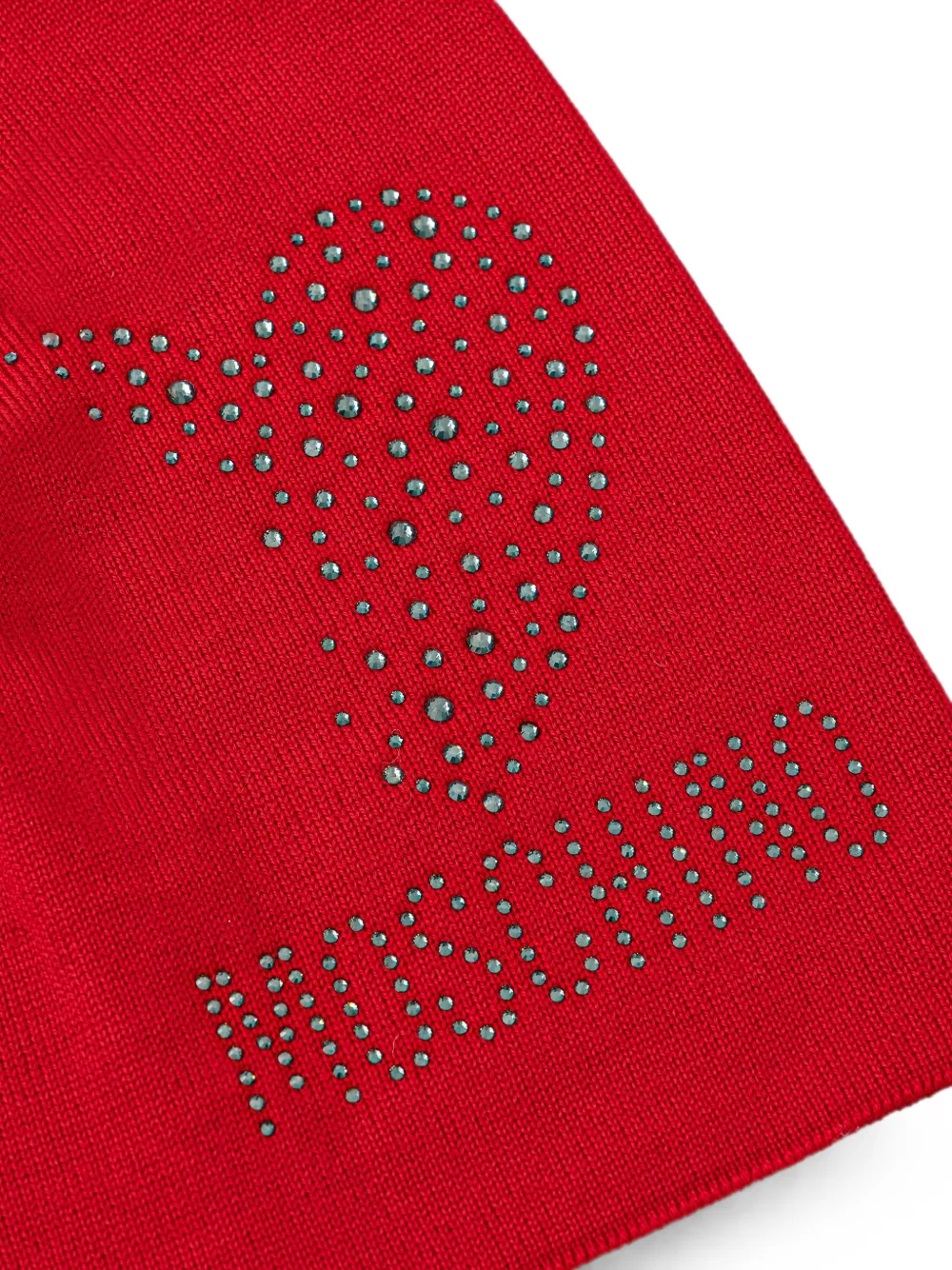Moschino Muts met hart-patroon en verfraaid met kristallen Rood