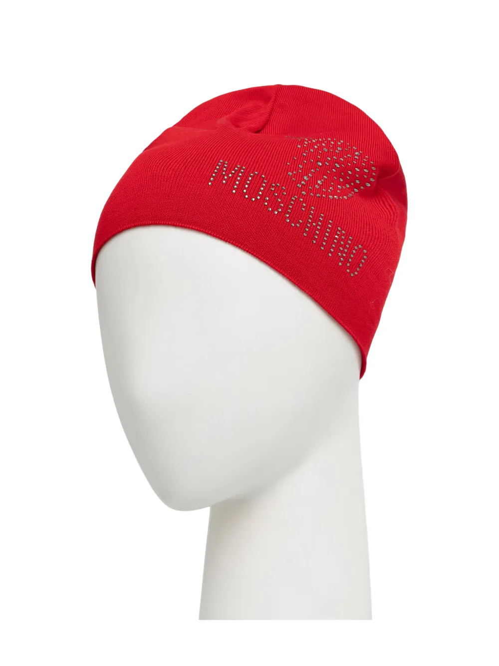 Moschino Muts met hart-patroon en verfraaid met kristallen Rood