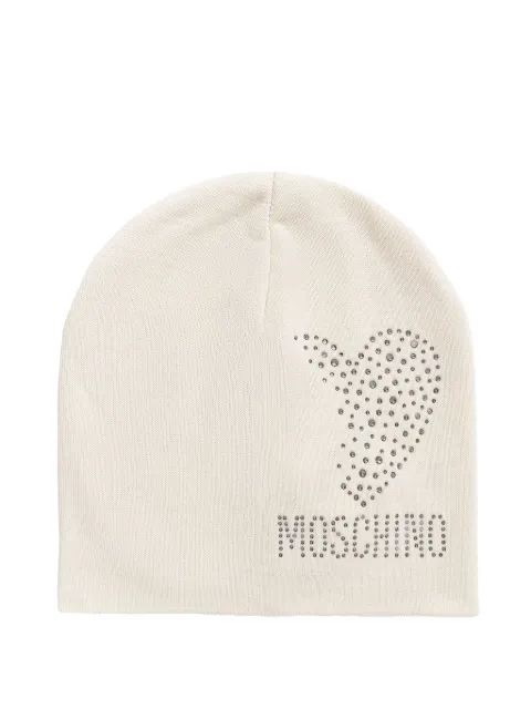 Moschino rhinestone-embellished logo beanie hat