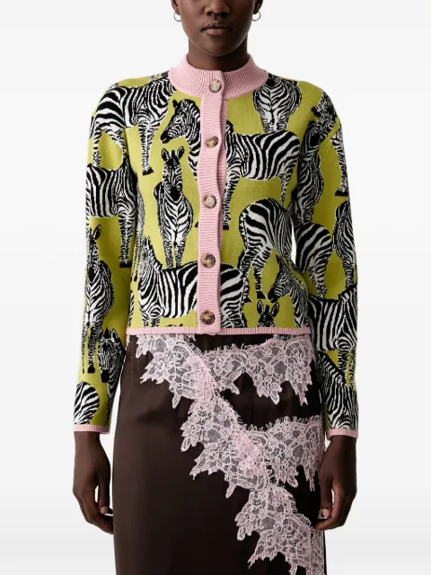 NEVER FULLY DRESSED zebra-intarsia cardigan
