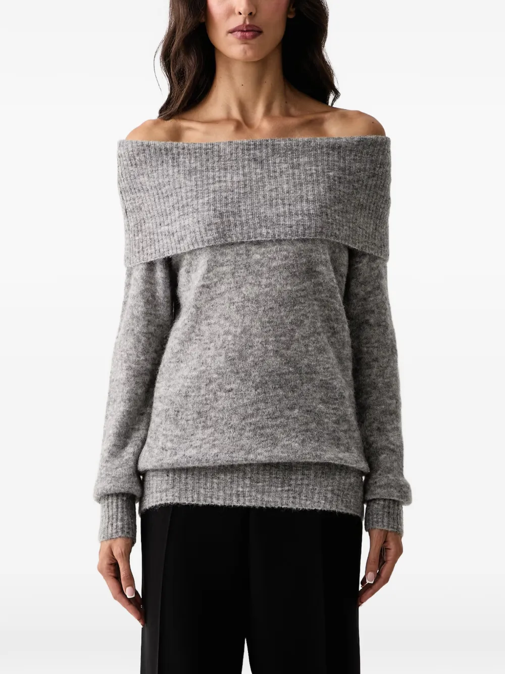 Mos Mosh Mape off-shoulder ribbed-knit sweater