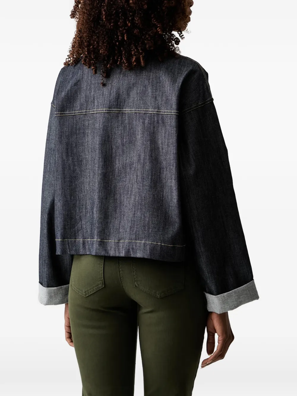 Morgan Denim jack met contrasterend stiksel Blauw