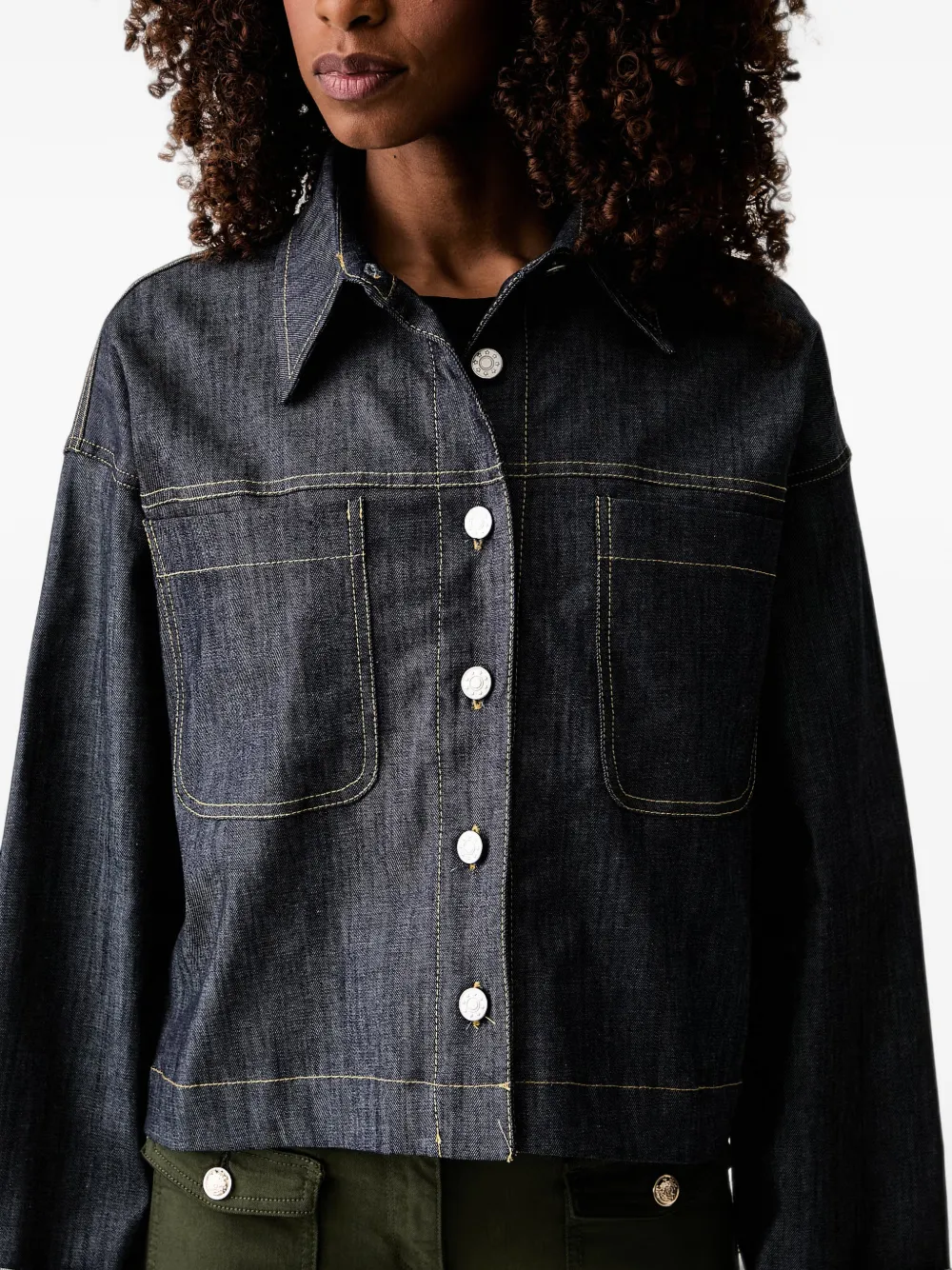 Morgan Denim jack met contrasterend stiksel Blauw