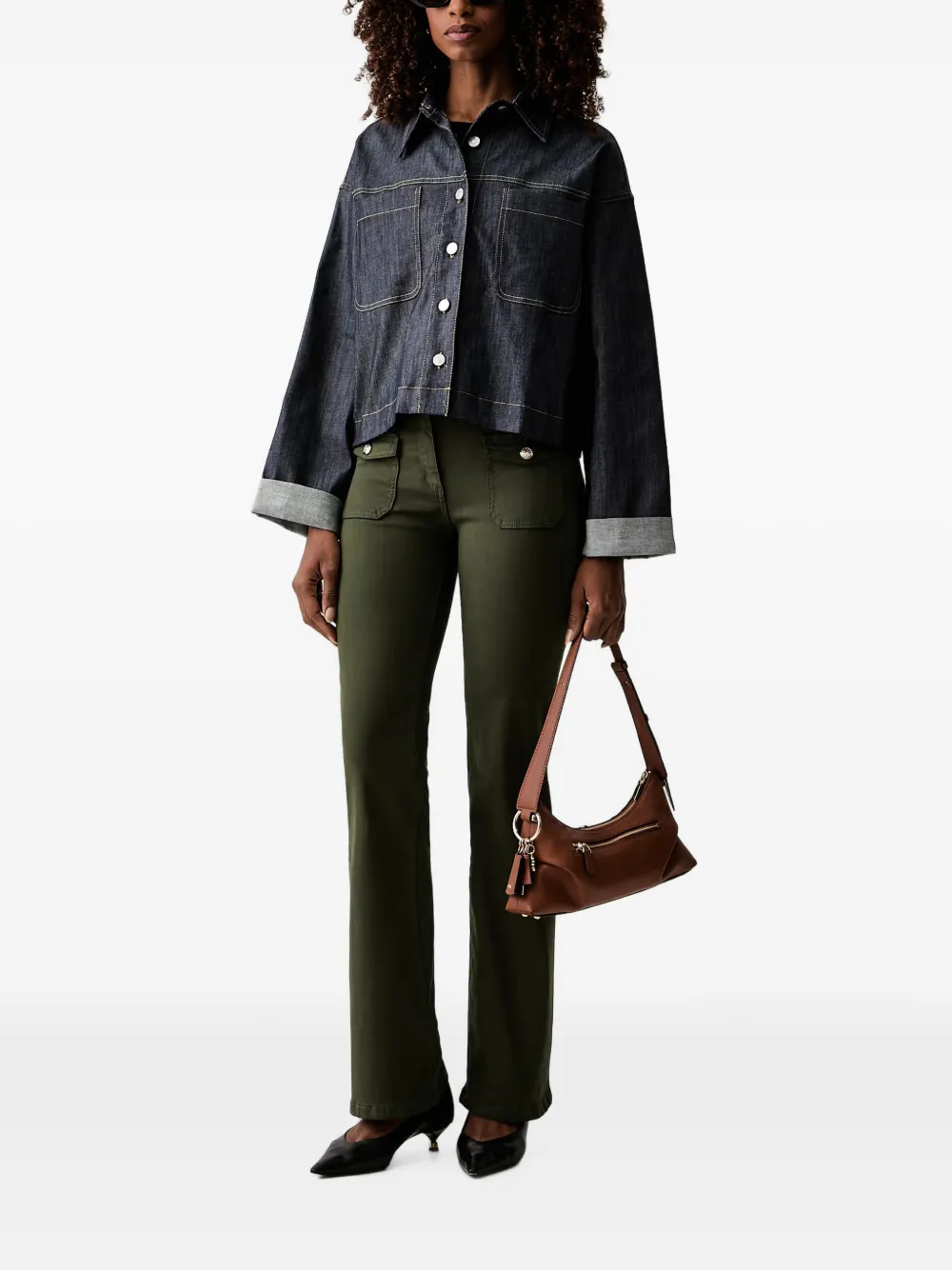 Morgan Denim jack met contrasterend stiksel Blauw