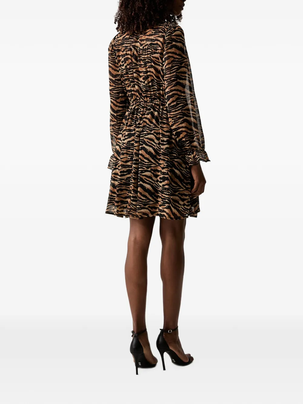 Morgan tiger-print pussy-bow mini dress Bruin