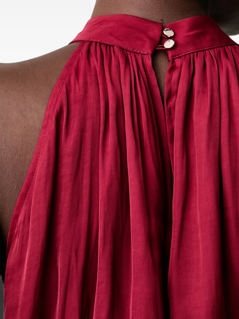 Morgan pleated halterneck midi dress Rood
