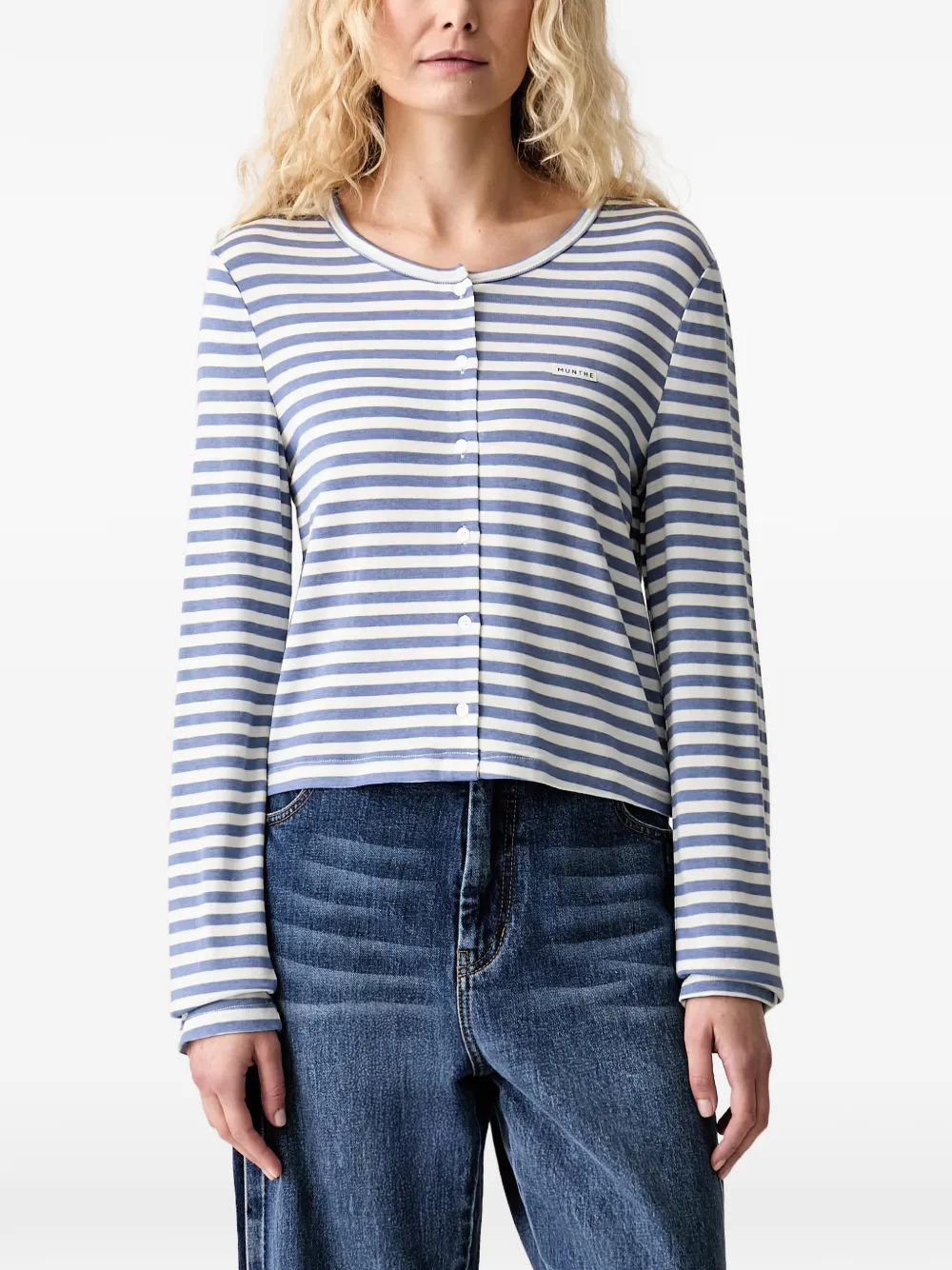 MUNTHE Voelia striped button-up top