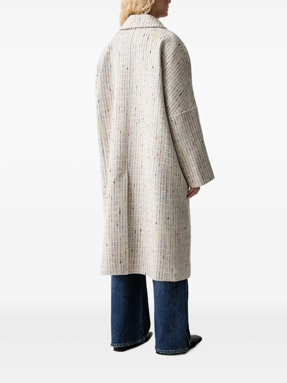 MUNTHE Vindaloo tweed jas met visgraatpatroon Beige