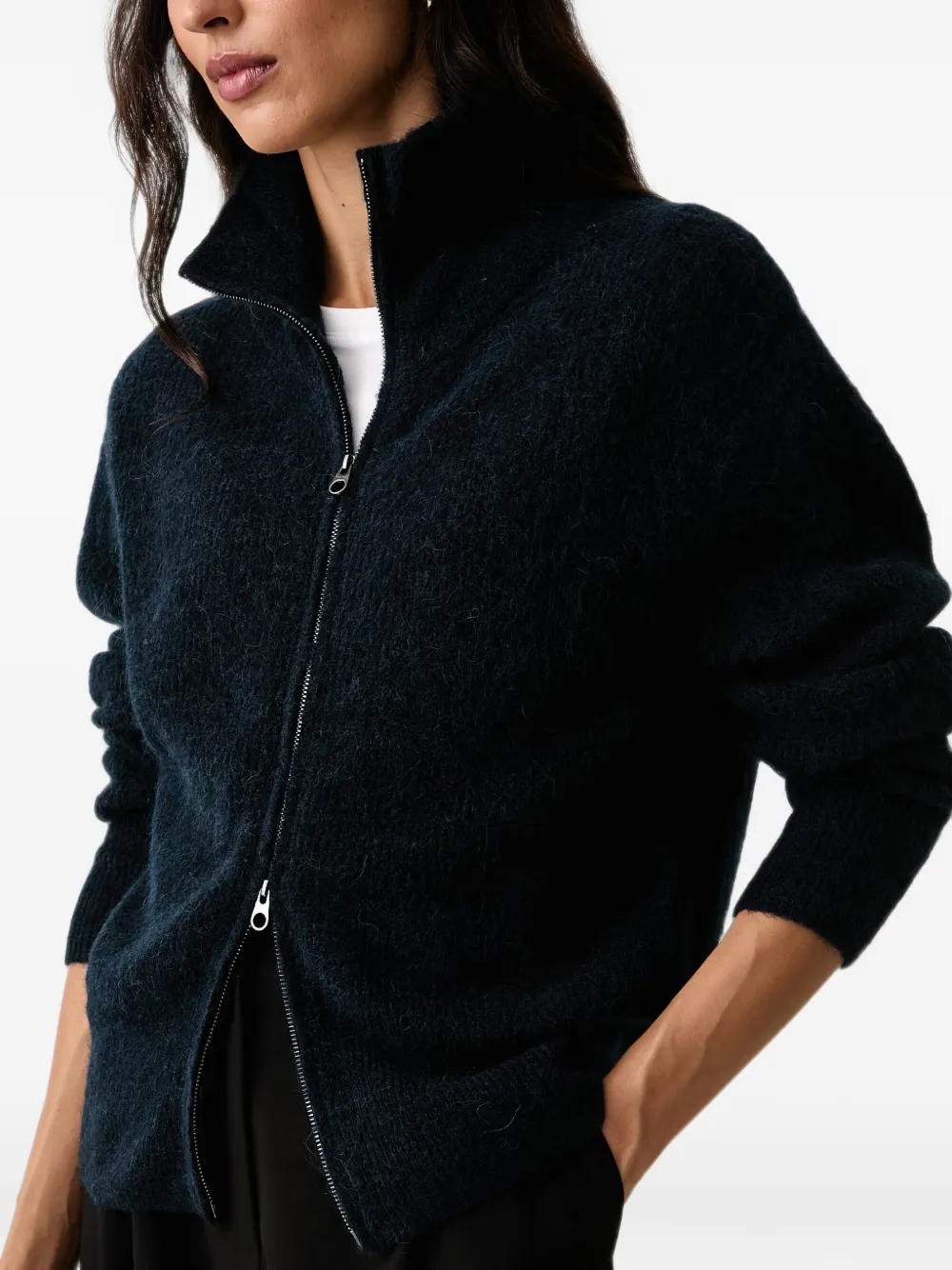 Mos Mosh Thora vest met hoge hals en rits Blauw